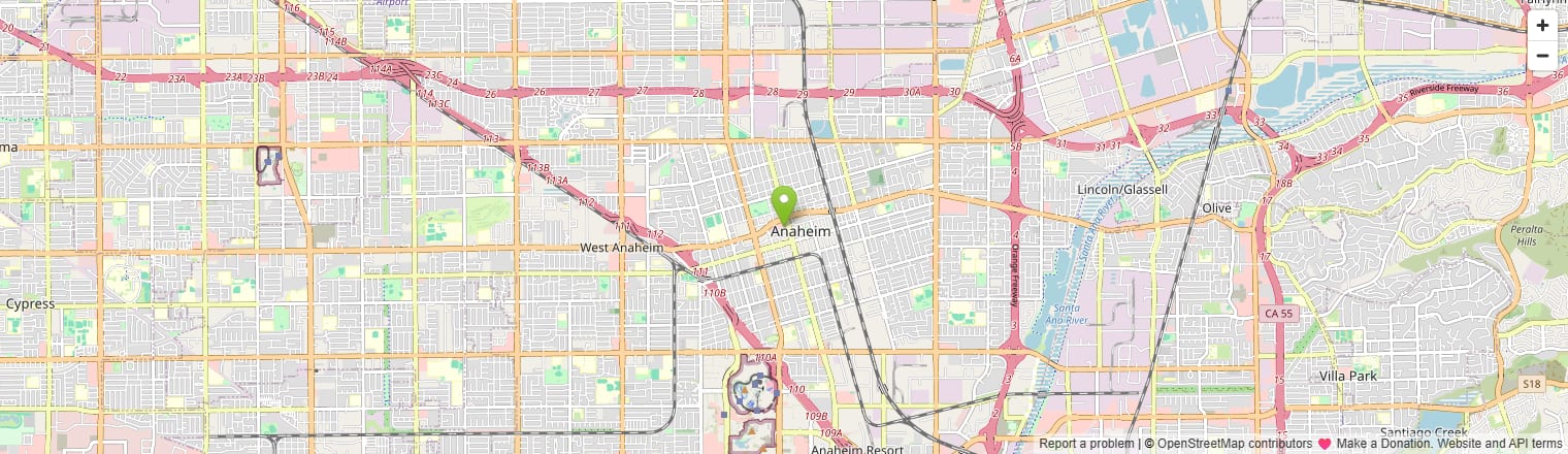 Street map of the Anaheim, CA appliance repair service area