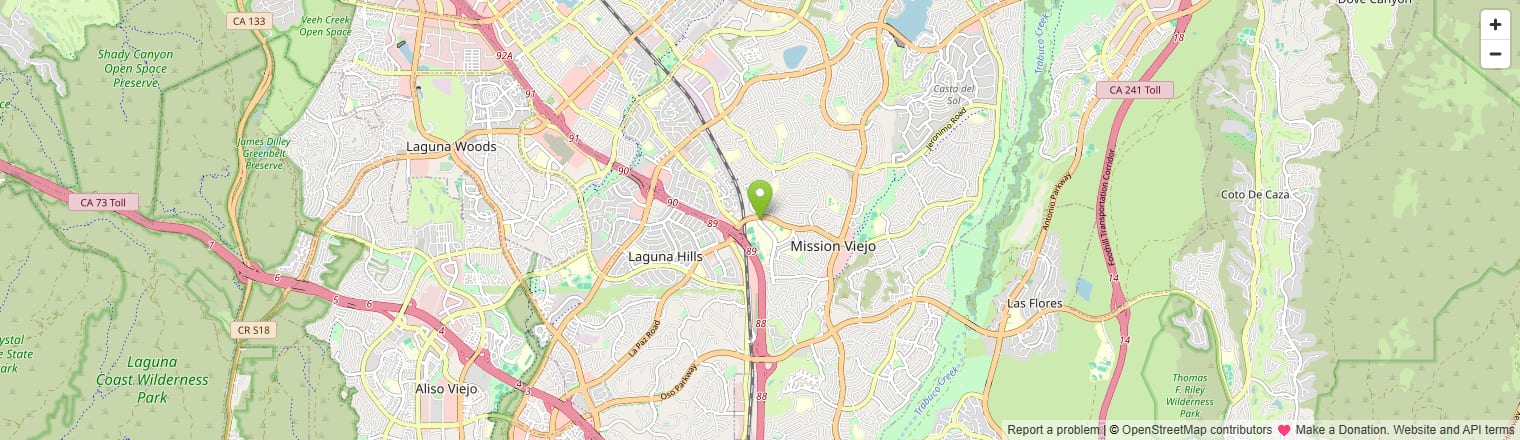 Street map of the Mission Viejo, CA appliance repair service area