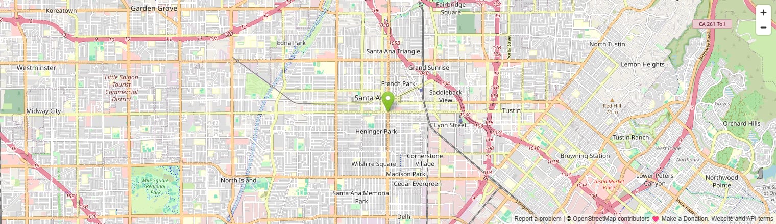 Street map of the Santa Ana, CA appliance repair service area