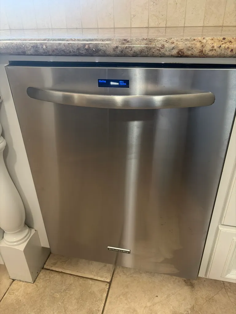 Photo from Marla Katz's review showing the KitchenAid dishwasher we repaired in Santa Ana
